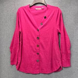 Soft Surroundings Delia Fuschia Button Front Top Size Small